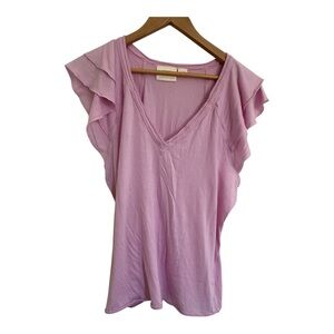 Maeve Soft Pink Ruffle Sleeve/ flutter Top XL